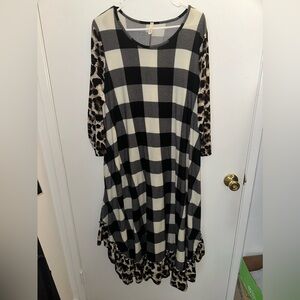 Blk & White w/ Leopard design Dress